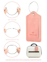 PU Leather Luggage Tag with anti Loss Wire Rope Loop and Built-in privacy Protection Cover, Suitable for Luggage and Travel Bags 3