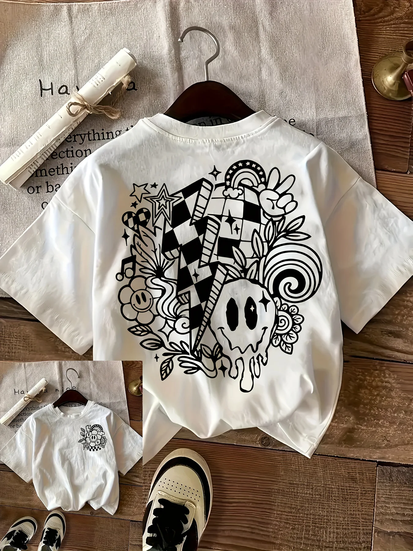 

Женская повседневная футболка с круглым вырезом и коротким рукавом с геометрическим принтом в стиле Харадзюку, повседневная футболка с короткими рукавами, одежда, уличная эстетичная одежда