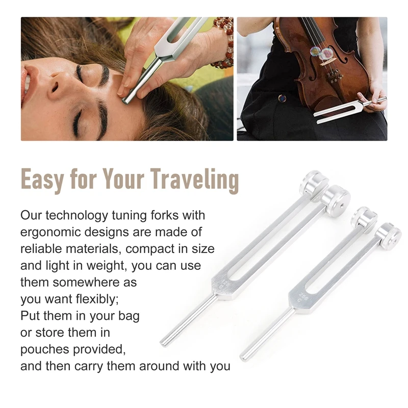 HOT 4 Pack Tuning Fork Set(128 Hz,256 Hz,512 Hz,528 Hz)with Tuning Fork