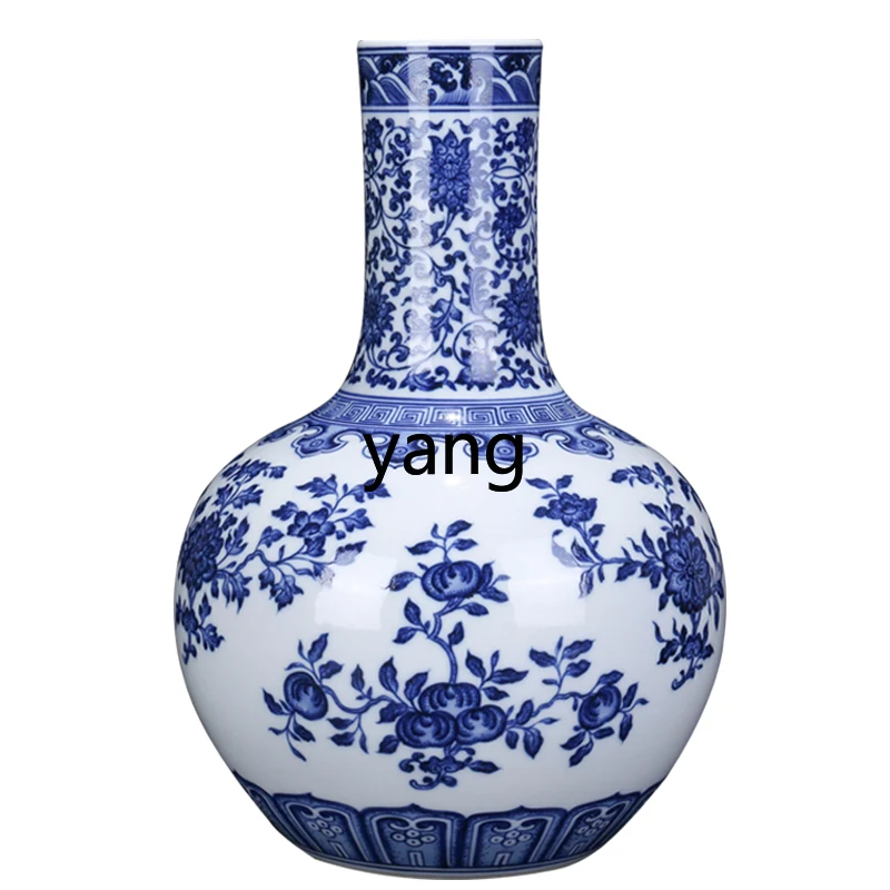 CCL new Chinese blue and white porcelain pomegranate celestial ball bottle, living room entrance decoration ornament