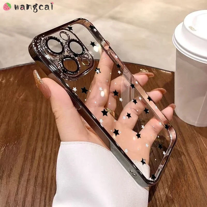 

For Xiaomi 15 Pro Ultra 14T Pro Poco X7 Pro M6 5G Phone Case Cute Star Shiny Glossy Shockproof Soft Cover