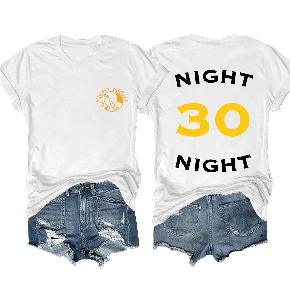 Basketball Super Star Stephen Curry Night Night Number30 Short Sleeve Tee Men/Women Fans Gift T-shirt Casual Shirts