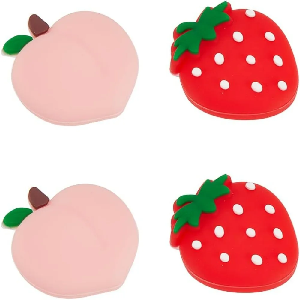 4 Stück Pfirsich-Erdbeer-Daumengriffe, Obst, weiches Silikon, Joystick-Knopfkappen, analoger Joy-Stick, kompatibel mit Switch Lite-Kits