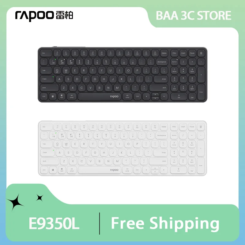 Rapoo E9350L Membrane Keyboard Tri-mode Wireless Bluetooth Blade Ultra-thin 99Keys 500mAh Long-endurance Custom PC Keyboards