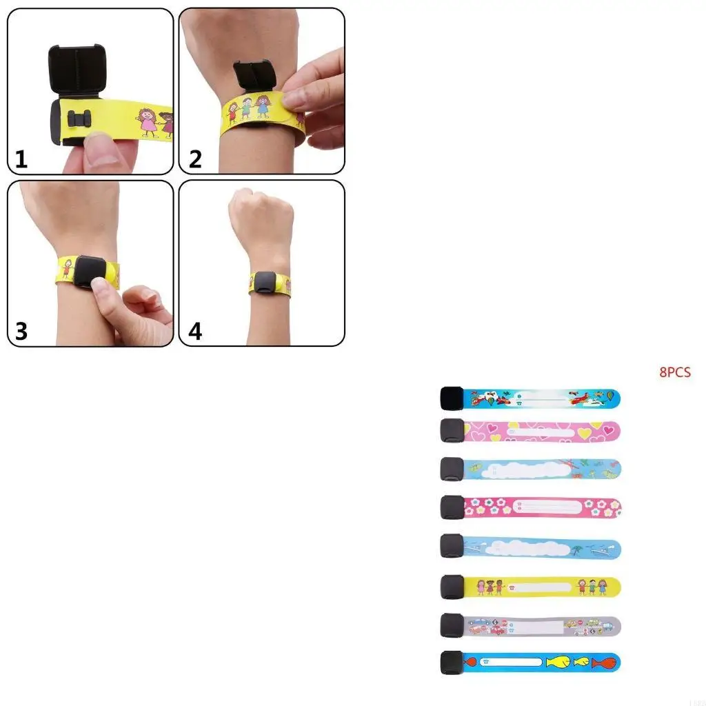

8 шт. детский браслет с защитой от потери информации, детский многоразовый открытый безопасный идентификационный браслет L8RB