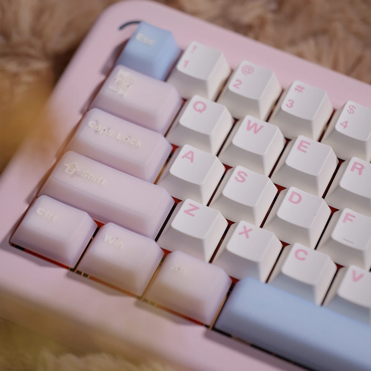 White peach oolong/sea salt soda keyboard keycap semi-transparent full set of PBT + ABS two-color molding original factory heigh