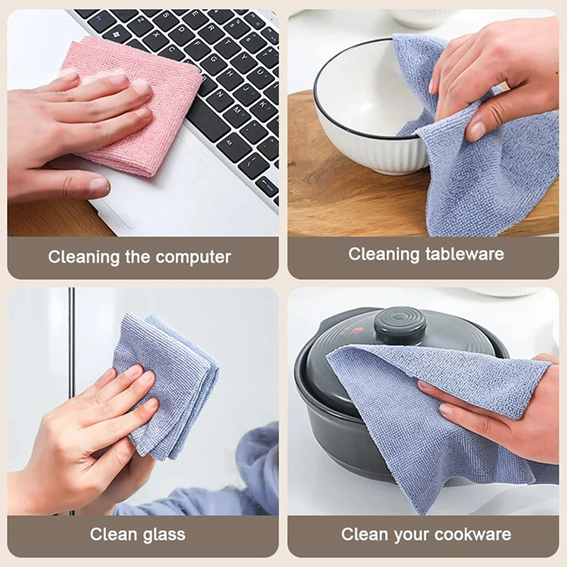 20PCS/Box Microfiber Towel Absorbent Kitchen Cleaning Dishcloth Non-stick Oil Dish Rags Napkins Tableware Home Cleaning Towels