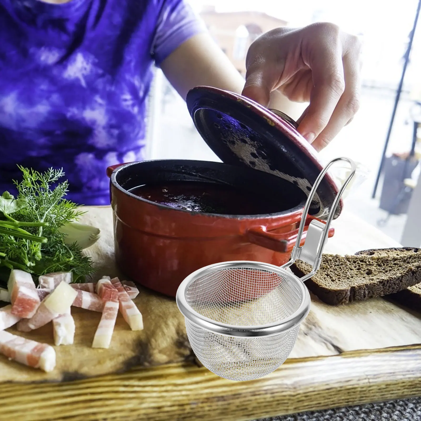 

Stainless Steel Colander Small Size Heat Resistant Noodle Strainer For Hot Pot Pasta Cooking Kitchen Tool Filtering Ladle