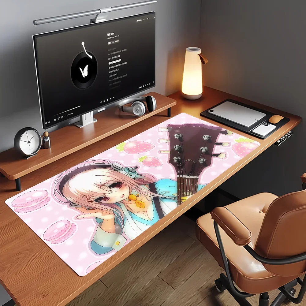 Kawaii XXL Pink-haired Headphone Anime Girl Extra Large Thick Mouse Pad Non-Slip Rubber Stitched Desk Mat Cute Gift