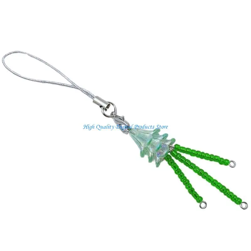 

U2JE Christmas Tree Phone Pendant Handmade Beads Phone Chain Christmas Tree Phone Charm Phone Ornament for Phone Bag Keys