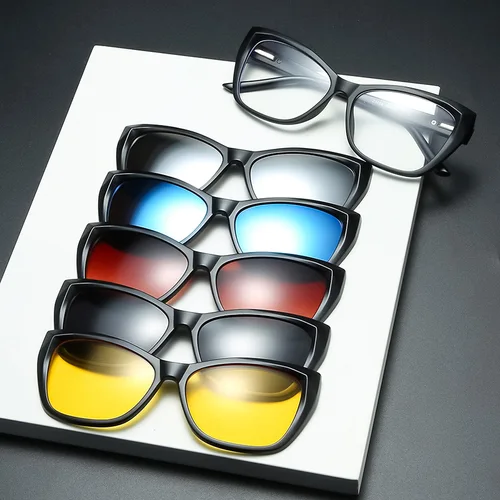 Imagen 2 del producto VCKA-gafas graduadas para miopía para hombre y mujer, lentes de sol magnéticas de ojo de gato con Clip, bloqueo de luz azul, miopía,-0,5 a-10