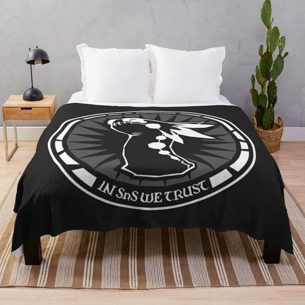 JoCat In SnS We Trust Emblem - White Throw Blanket anime Summer Beddings Blankets