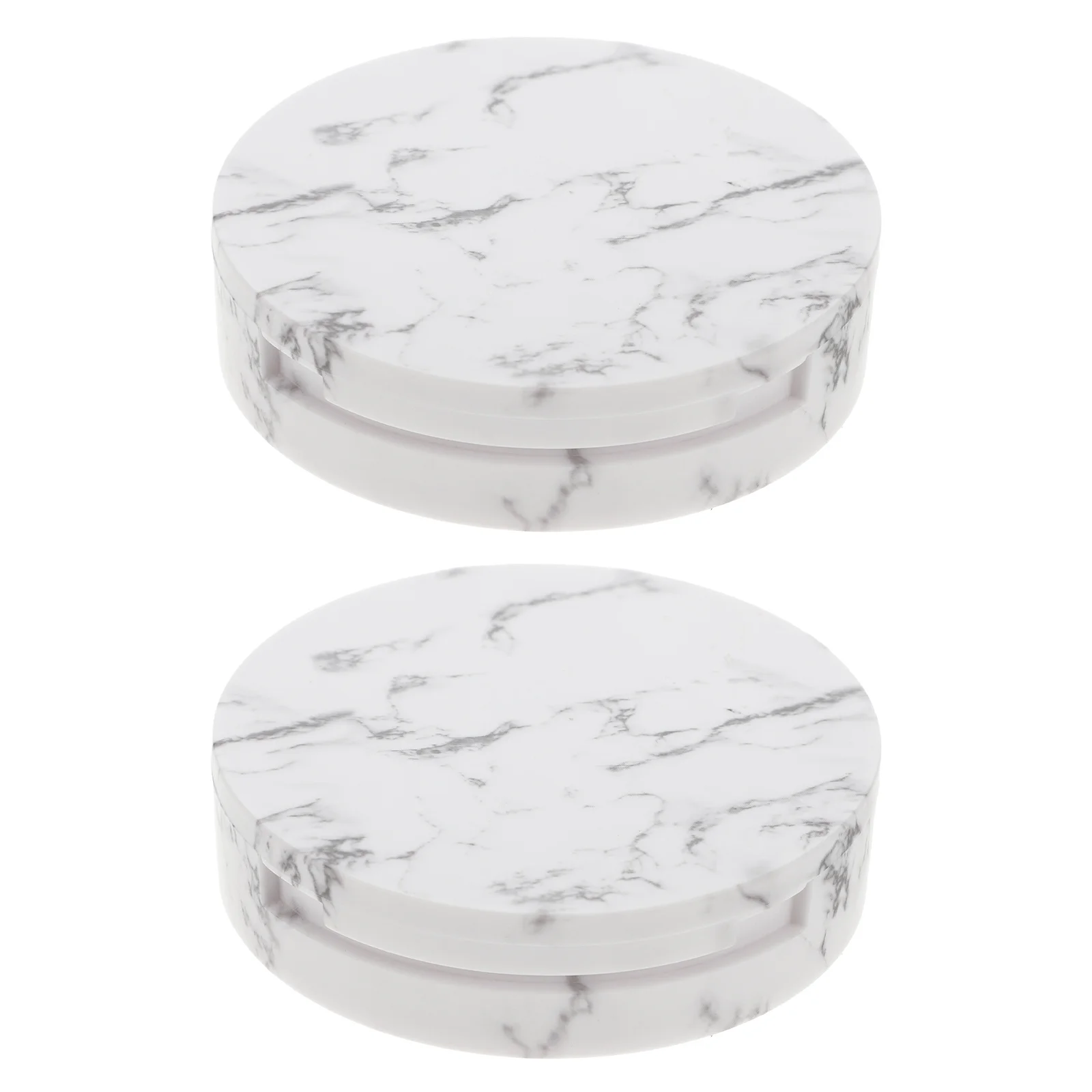 2pcs Marble Pattern Pressed Powder Box Acrylic Double Layer Container For Travel Diy Makeup Blush Eyeshadow Holder