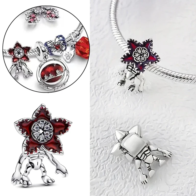 Abalorios de Plata de Ley en Oferta, Dijes de Flores de Actividad de Monstruos, Cuentas Colgantes Originales para Pulseras y Brazaletes de Mujer, Joyería DIY, Regalo