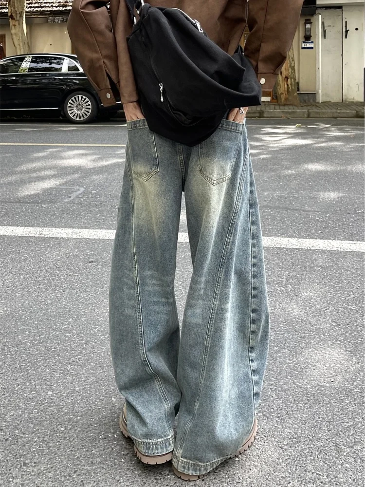 

Мужские джинсы American Sle Knife: стильные прямые свободные брюки из смесового хлопка и полиэстера, износостойкие, для весны и осени