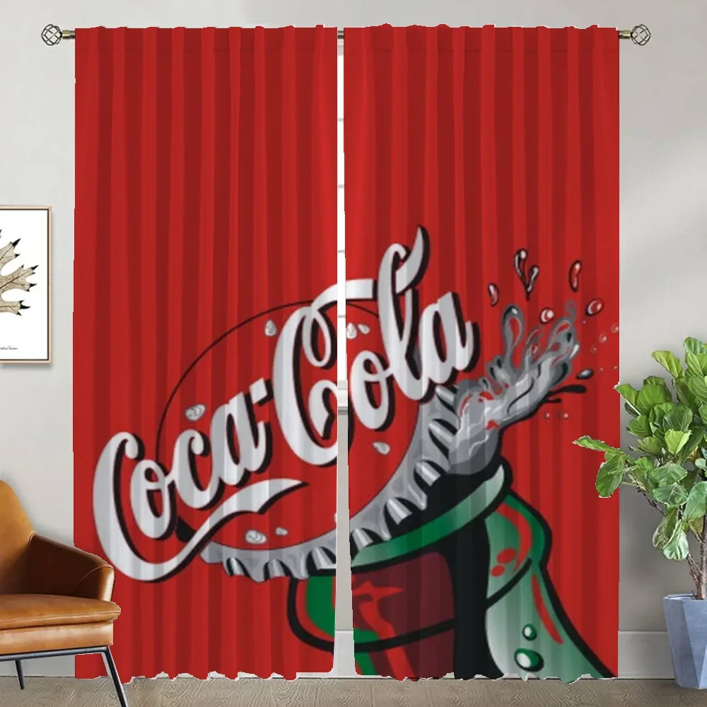 Cortinas divisorias para sala de estar Coca-cola, cortinas interiores para el hogar, 2 piezas, decoración de Halloween, tul para dormitorio