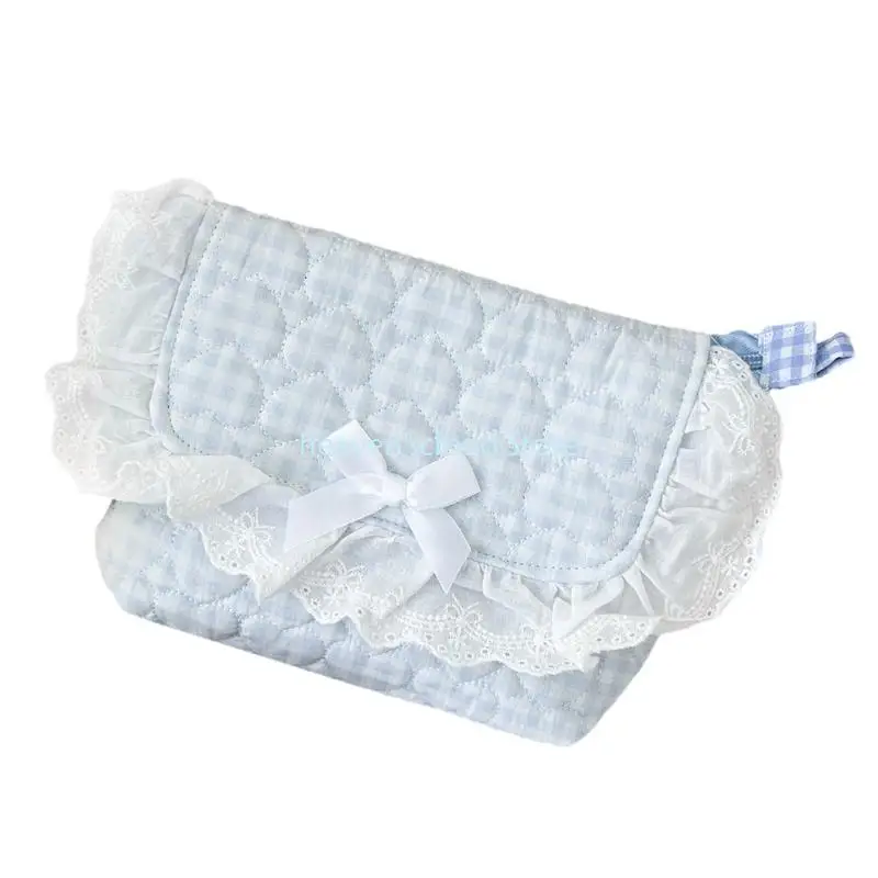 Y88Bコットンレーストリムペンシルケースクロスボディショルダーバッグ、学生女性のための取り外し可能なショルダーストラップメイクアップオーガナイザー