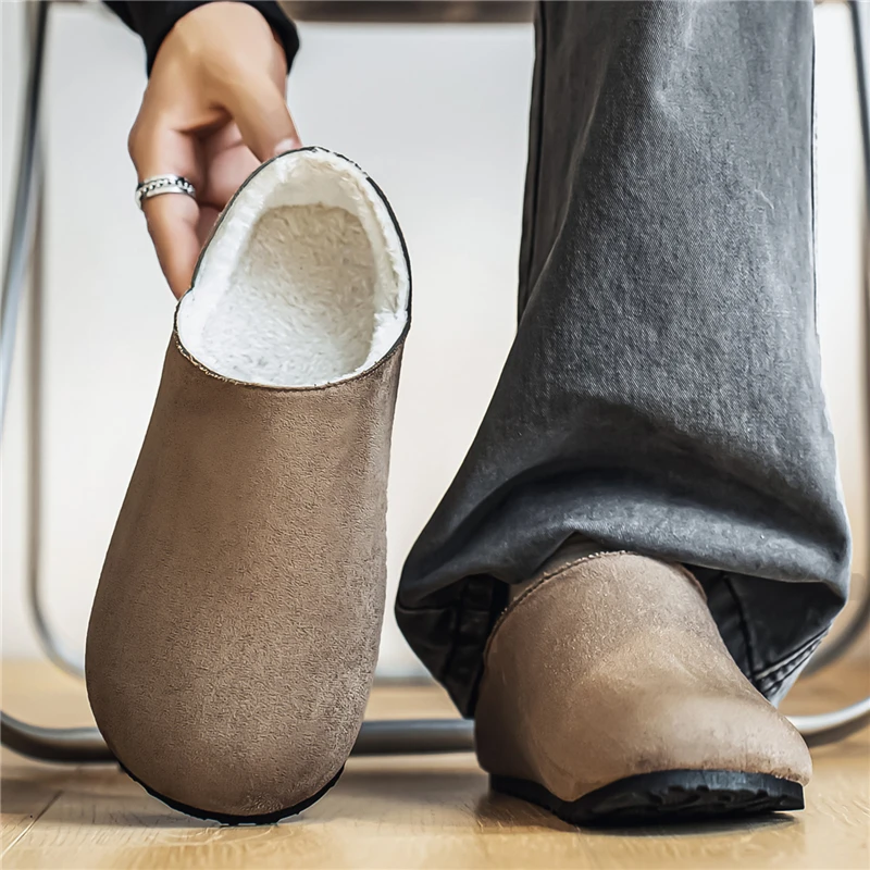 شباشب شتوية دافئة من الصوف، نعل متين مضاد للانزلاق، ملابس داخلية وخارجية، سهلة الارتداء، مريحة وخفيفة الوزن للمنزل