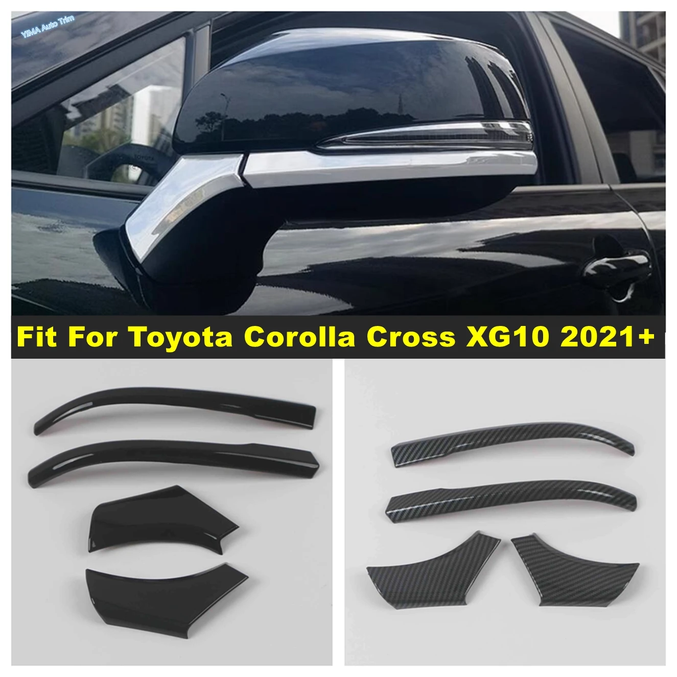 

ABS Car Rearview Mirror Stickers Decor Stripes Cover Trim Exterior Accessories For Toyota Corolla Cross XG10 2021 2022 2023 2024