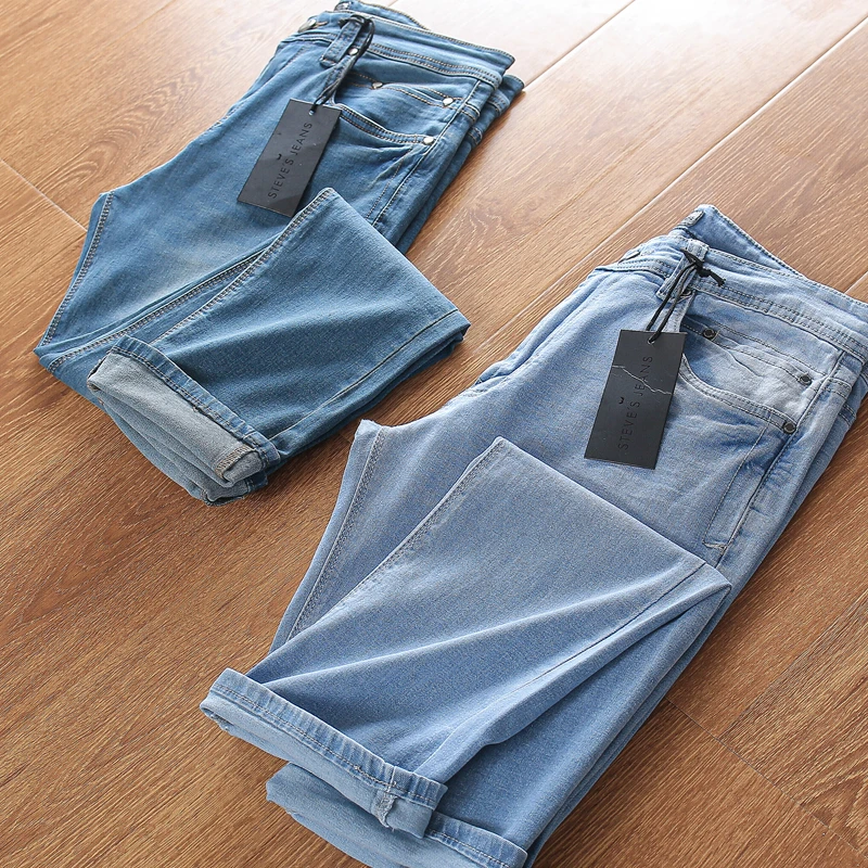 

72% Magnesium Gold Men's Slim Fit Straight Leg Casual Waed Denim Jeans High Elastici Spring Autumn Faionable Long Pants