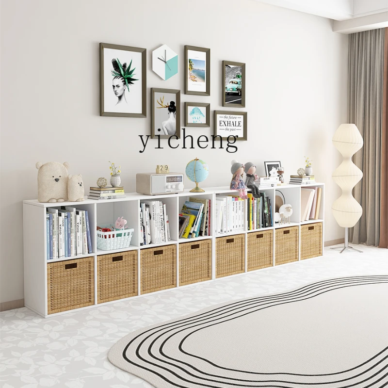 

ZC Solid Wood Children's Bookcase Living Room Storage Rack Floor Home Bookcase Free Combination Grid Cabinet Storage Cabinet