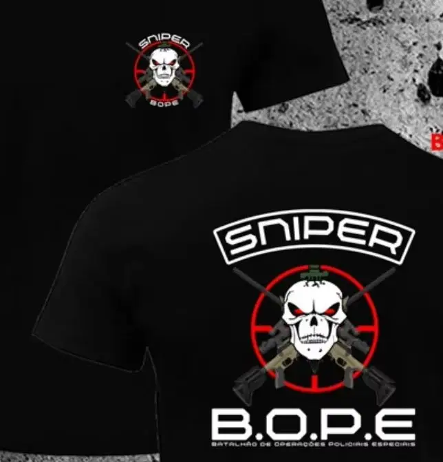 BOPE Tropa De Elite قناص وحدة الكشفية البرازيل القوات الخاصة تيشيرت بأكمام قصيرة عادية القطن س الرقبة الرجال تي شيرت