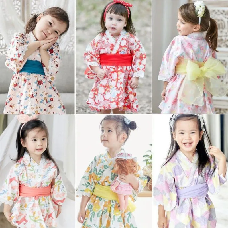 2026 Kids' Japanese Summer Printed Dress Children's Japanese Yukata Dress Baby Girl Performance Photo Prop Dress For Gift LI681