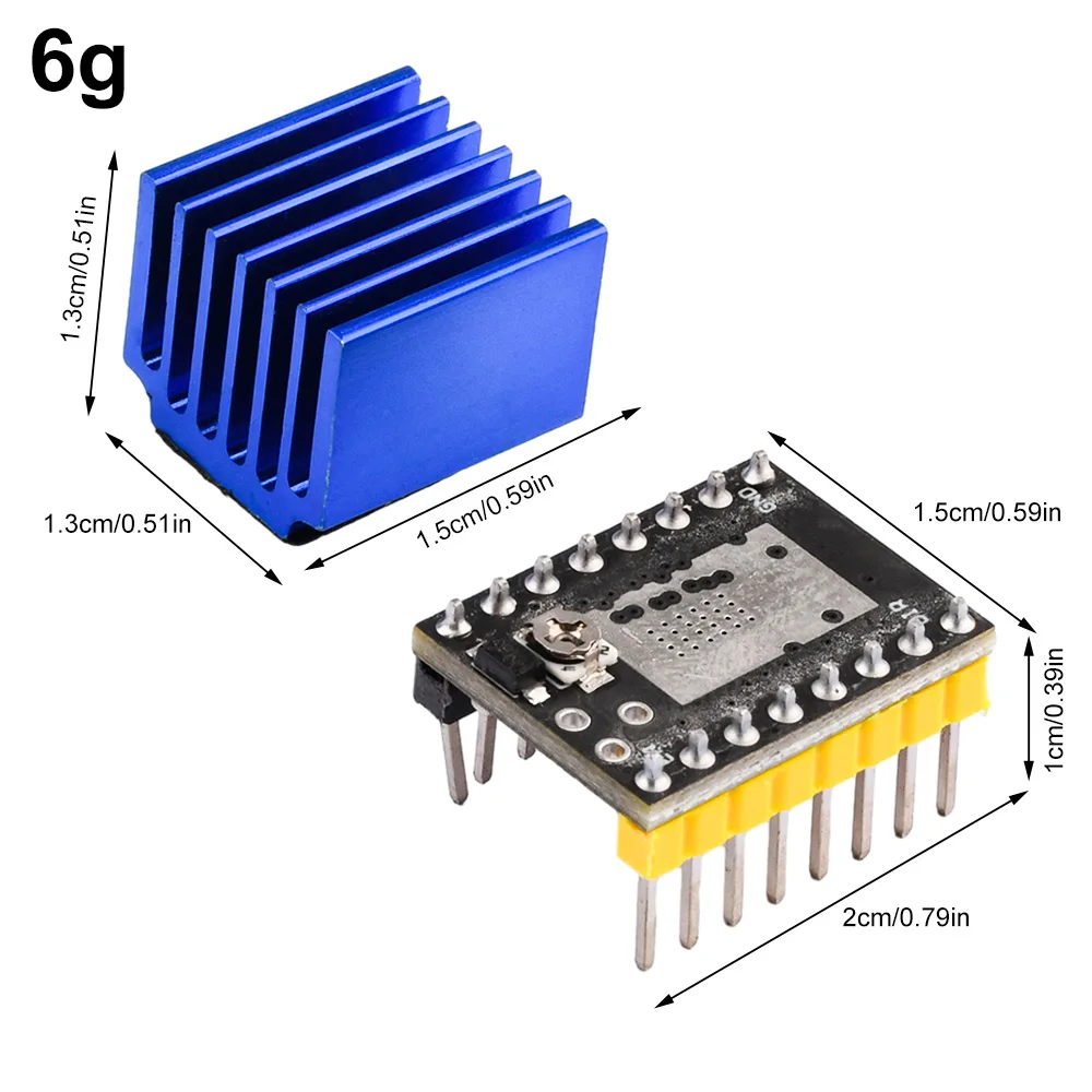 TMC2225 Module d'entra￮nement de moteur pas ￠ pas Ultra Silent Drive Accessoire d'imprimante 3D avec dissipateur de chaleur