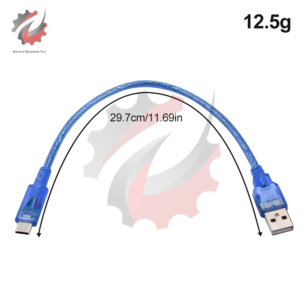 30CM Transparent Blue USB do TYPE-C Adapter Cable Data Cable