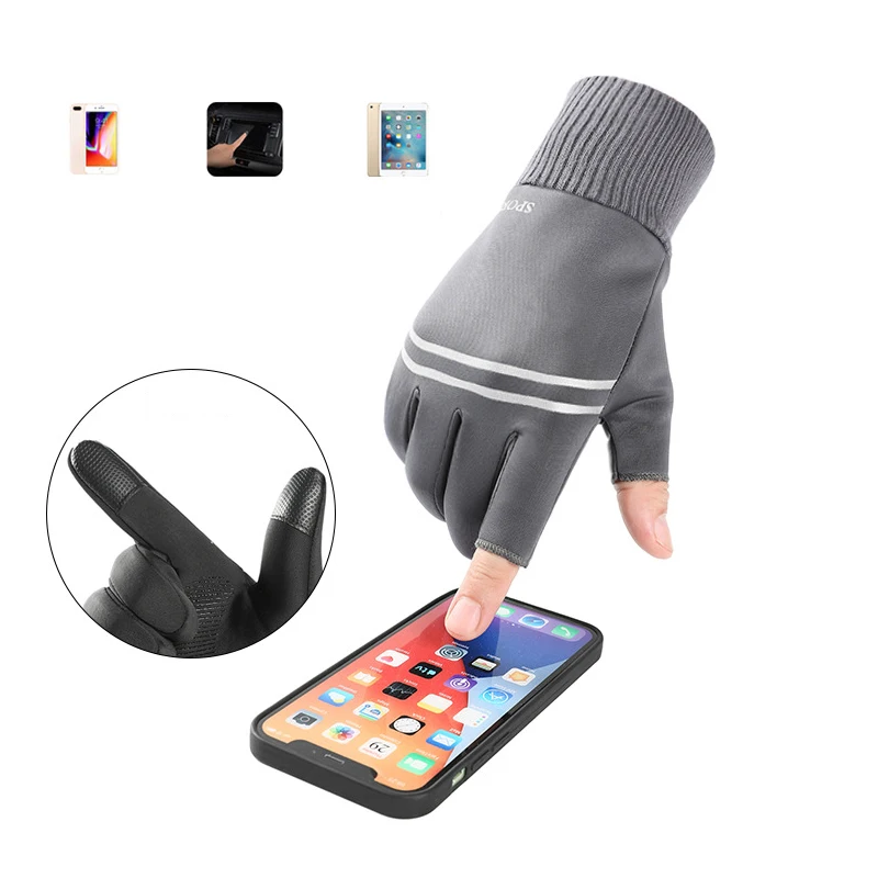 Warm Gloves Men Motorcycle Winter Water-Repellent Touch-Screen Gloves Camping Reflective Strip Non-slip Sports Cycling Gloves