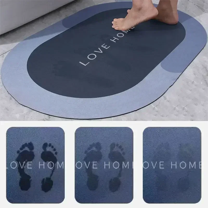 Super Absorbent Shower Bath Mat Bathroom Anti-Slip Carpet Rug Simple Kitchen Entrance Soft Door Bathtub Side Bath Mat Home Decor