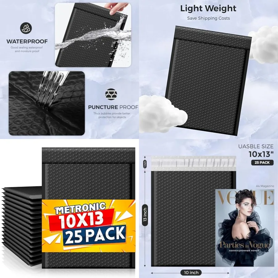 

Bubble Mailer 10x13" 25Pack Waterproof Padded Envelopes Self Seal Large Bubble Mailers Cushioning Bubble Envelopes for Shipping