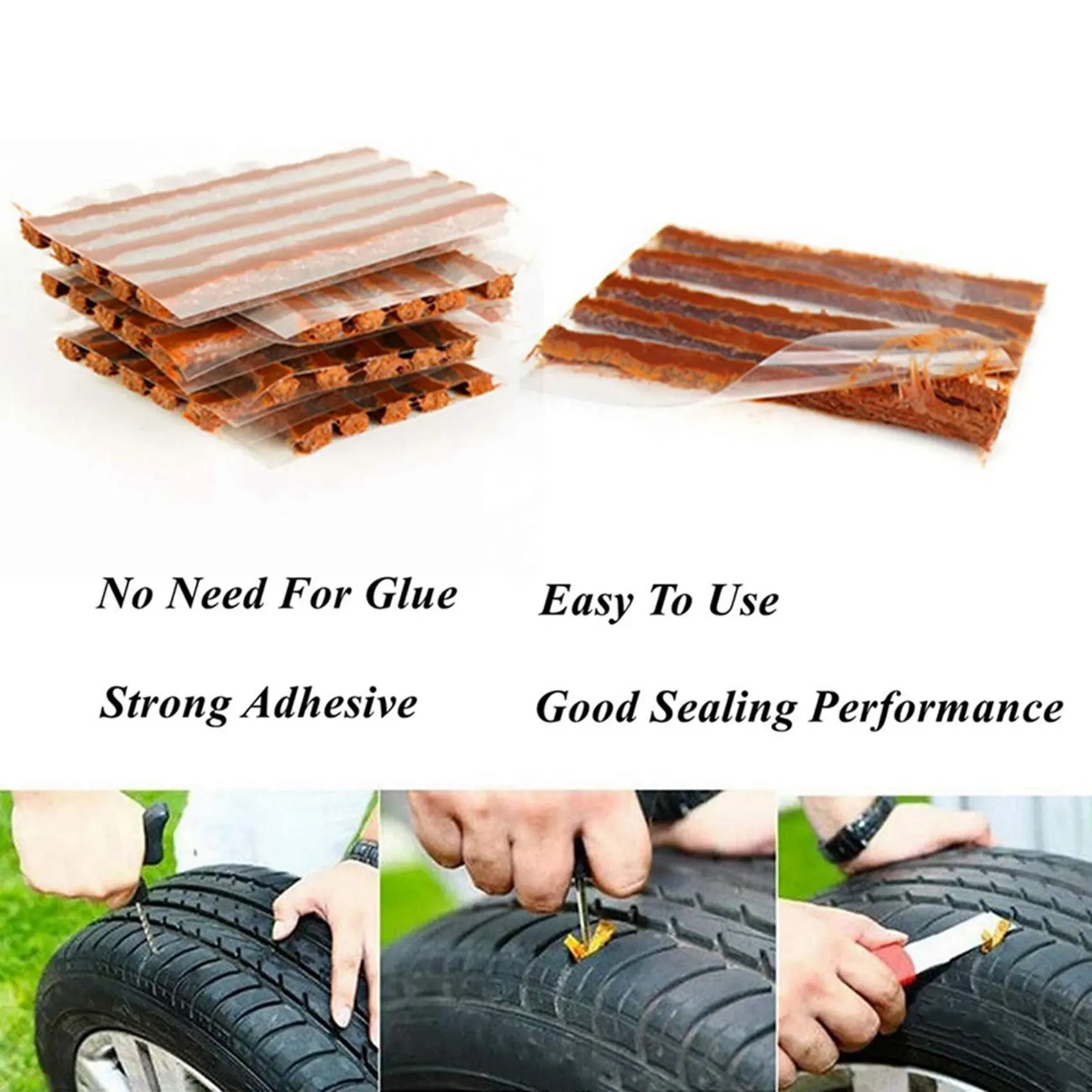 200PCS Car Tubeless Tire Puncture Repair Tool Rubber Strips Stiring Plug Garage Seal Patch for Tyre Maintenan Universal