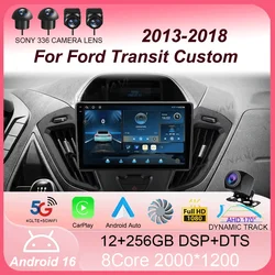 Car Radio Android16 Carplay Auto WIFI+4G For Ford Transit Custom 2013-2018 Multimedia GPS Video Player Stereo 2din Head Unit DSP