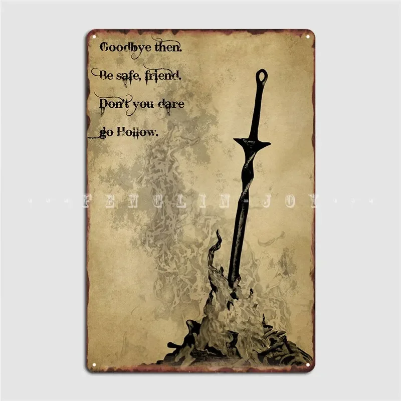 Hollow Bonfire Dark Souls Poster Metal Plaque Kitchen Wall Decor Cinema Living Room Designing Tin sign Poster