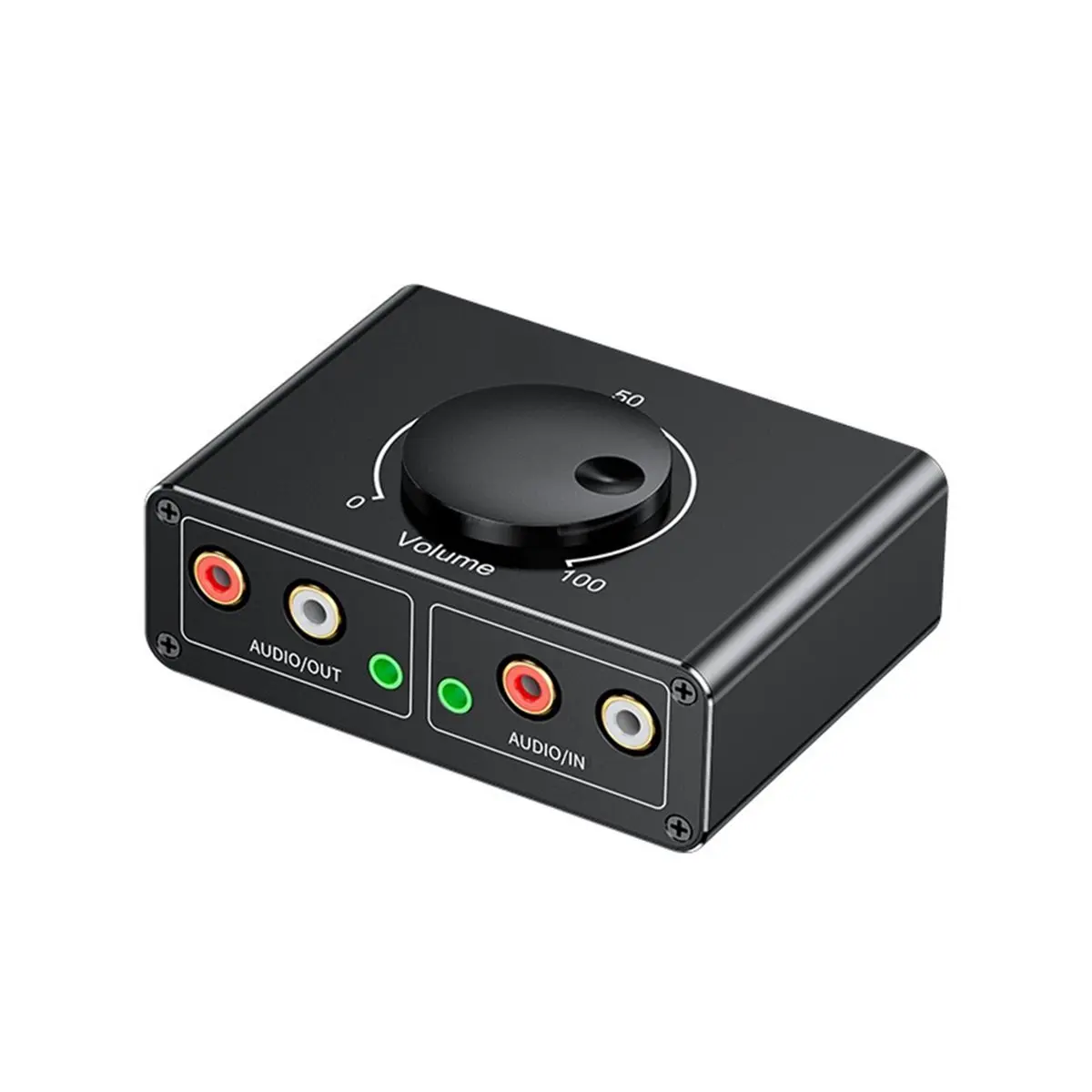 A46U 3.5mm 1-to-2 Front Audio Amplifier 3.5mm Laptop to Computer Volume Control Converter with on/Off Switch