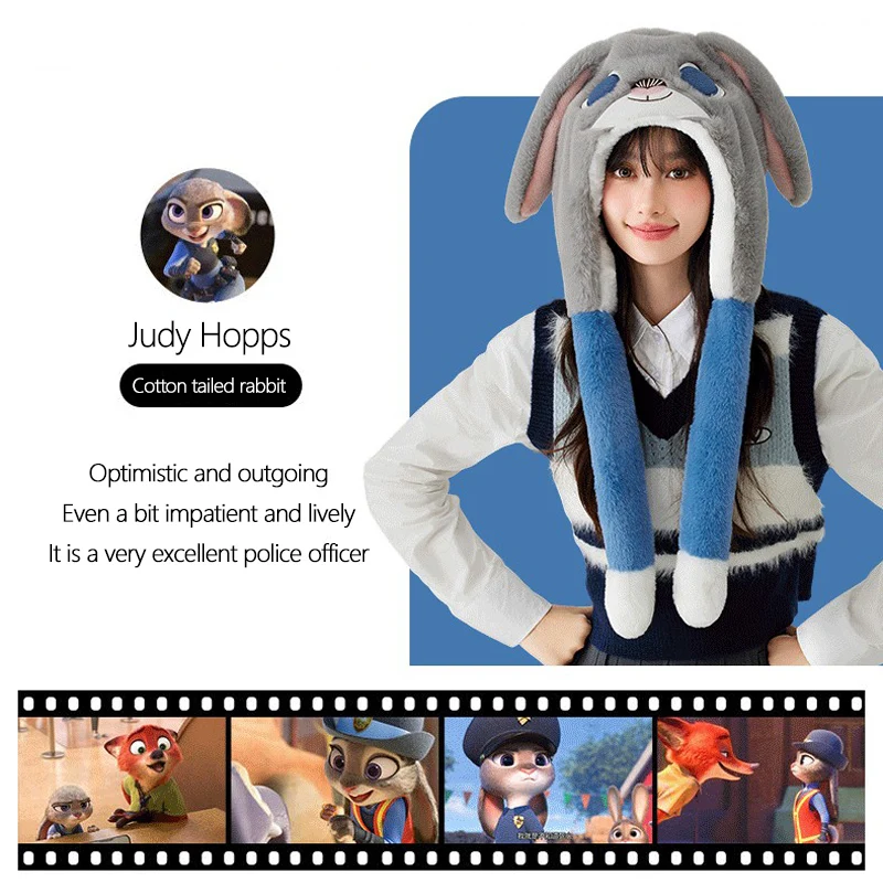 Забавная шапка Disney Zootopia, женская зимняя шапка, плюшевая шапка для защиты ушей Judith Nick, мультяшная шапка для защиты ушей, рождественские подарки