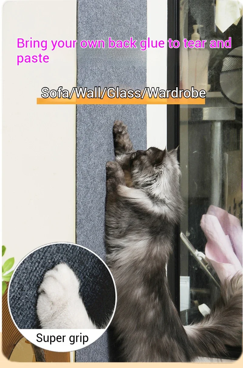 Selbstklebende Katzen-Kratzmatte Zuschneidbarer Sofaschutz mit Abnehmbarem Teppich - Anti-Kratz-Brett & Spielmatte für Katzen – Detail 5
