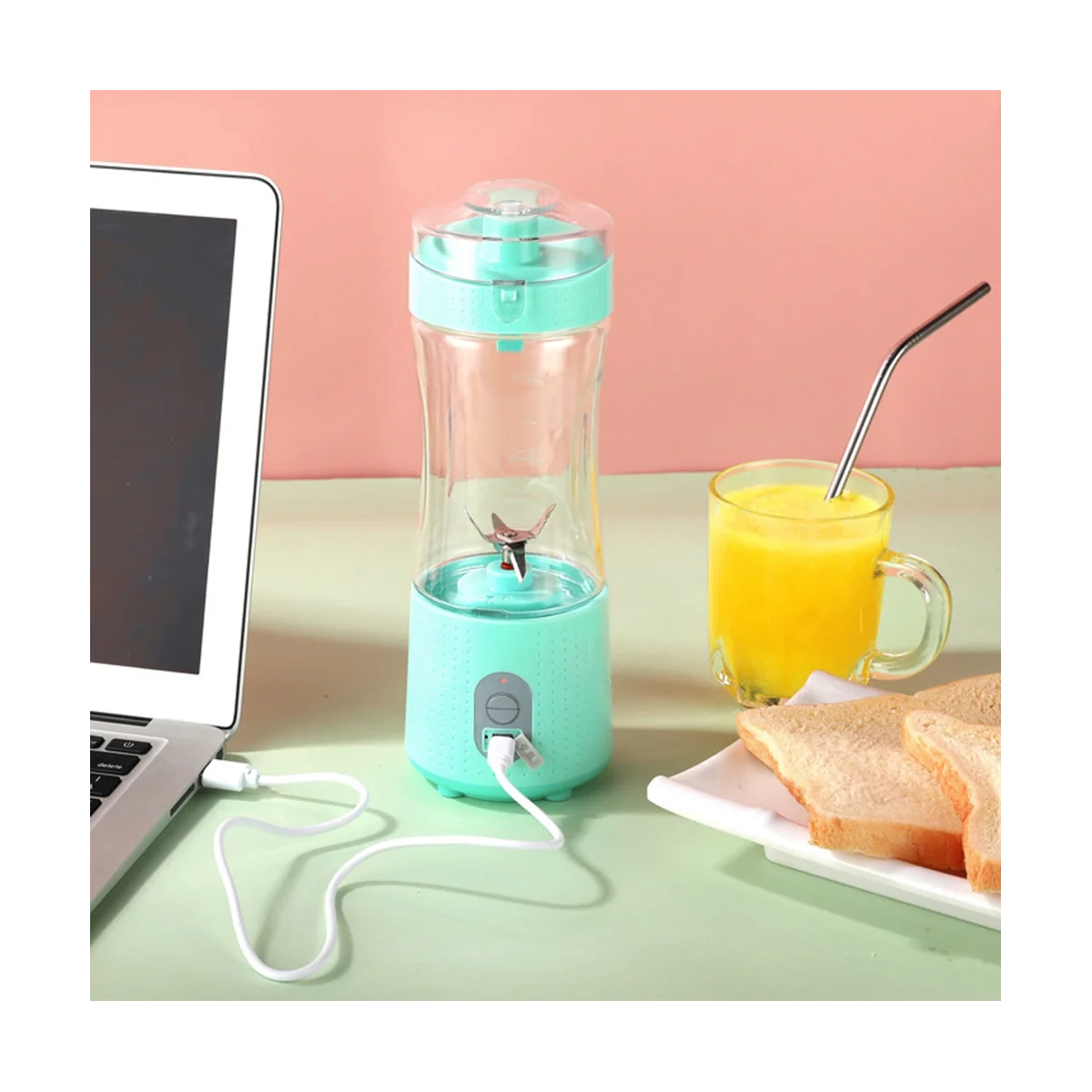 380ML Portable Blender for Smoothies Juices and Shakes 4000MAh Mini Blender &Travel-White