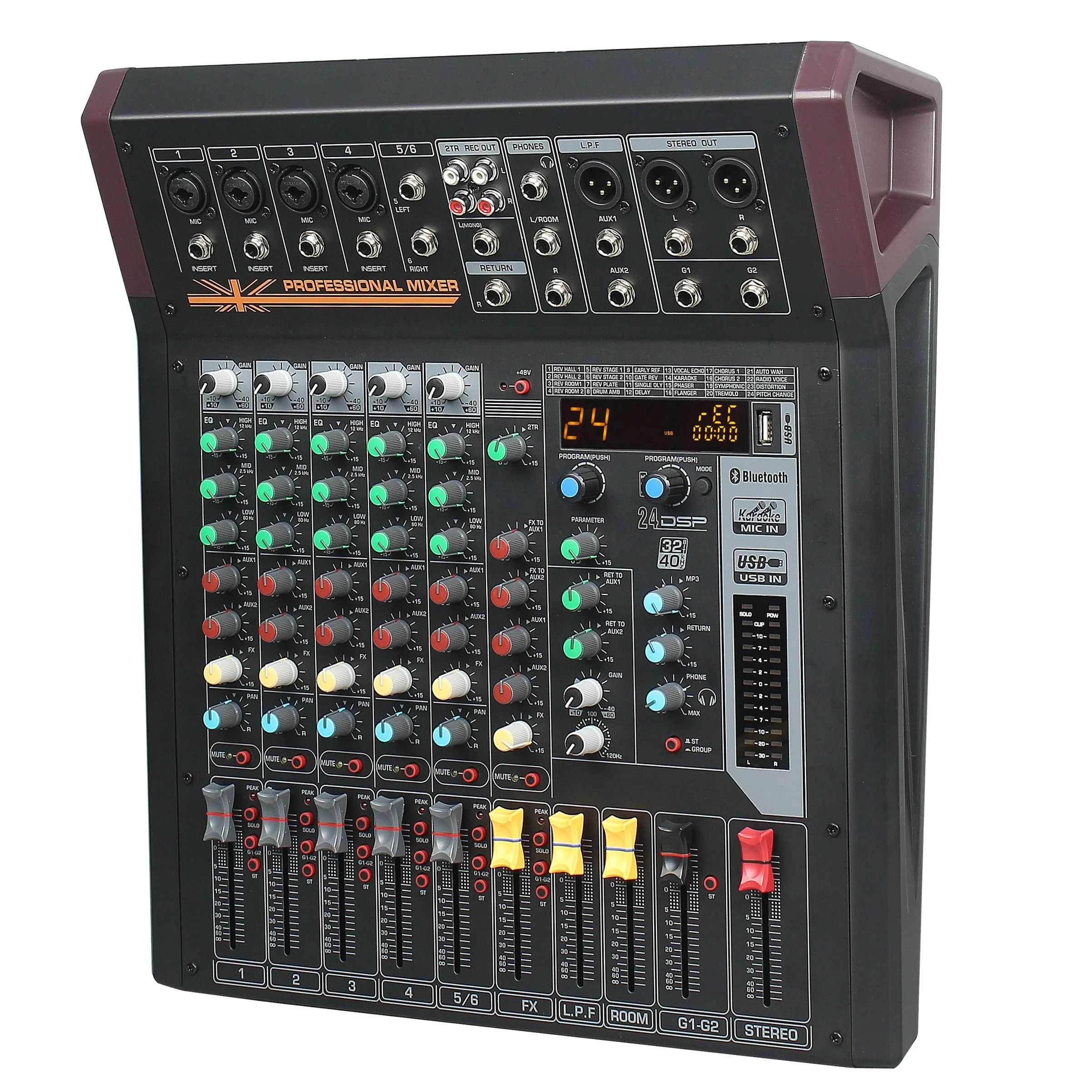 

Professional mixer console 6 channels audio mixer