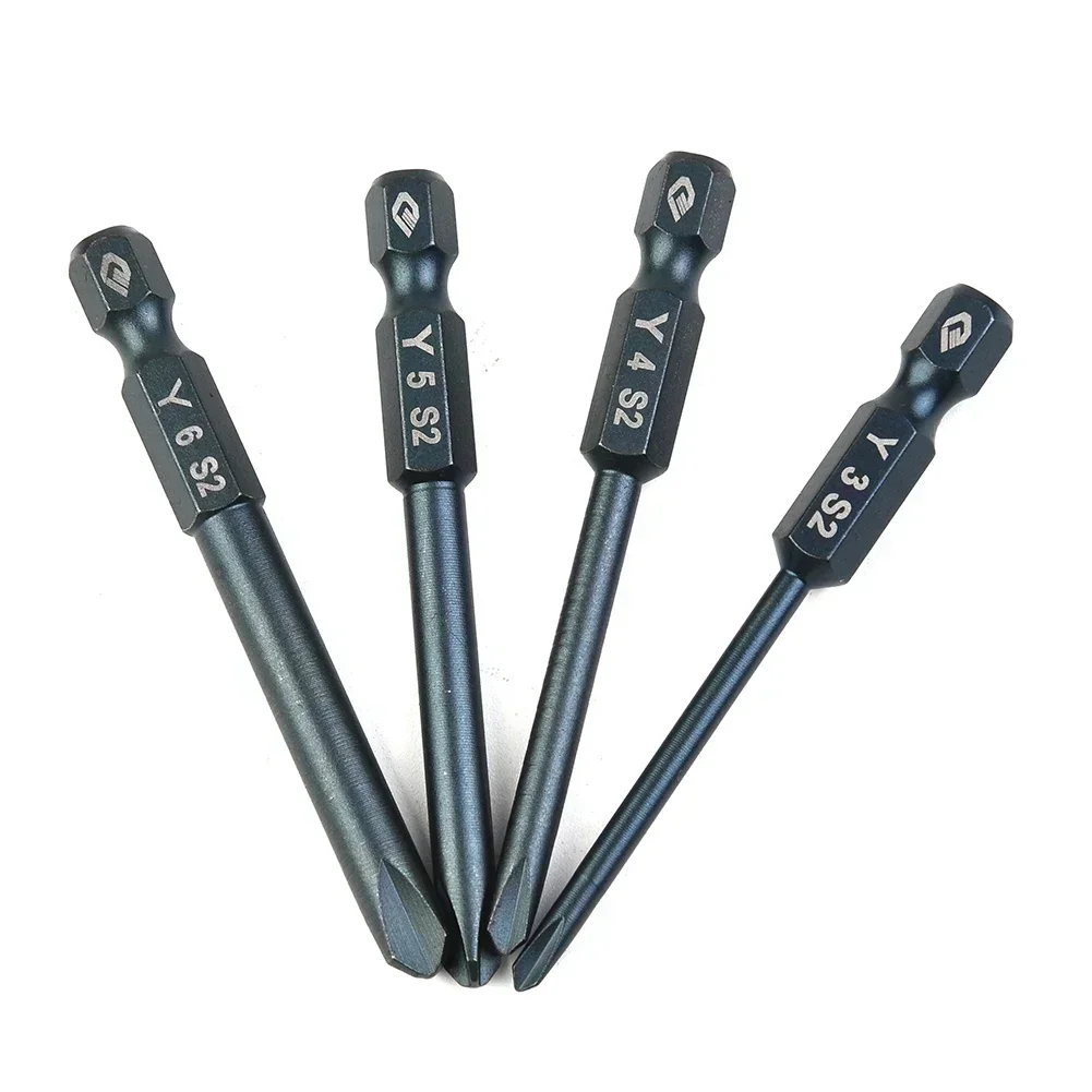 4pcs 65mm 1/4in Hex Shank Tri-wing Electric Screwdriver Bit Magnetic Set Y3 Y4 Y5 Y6 Screwdriver Bits Hand Tools Multi Tool