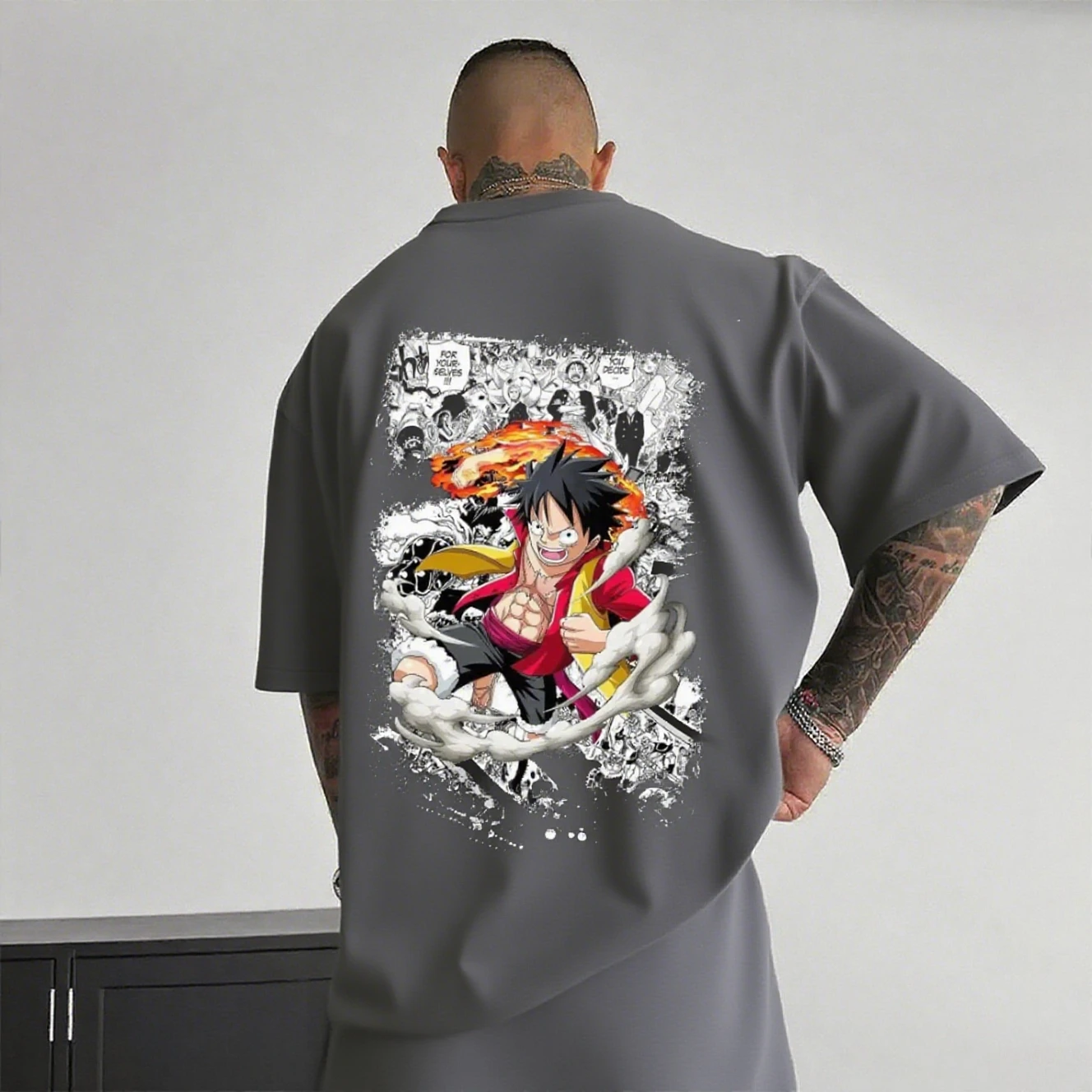 Camiseta de Anime para hombre, ropa informal de algodón de Luffy de una pieza, camiseta gráfica de manga corta, Tops informales de verano, ropa Y2k de moda Bandai