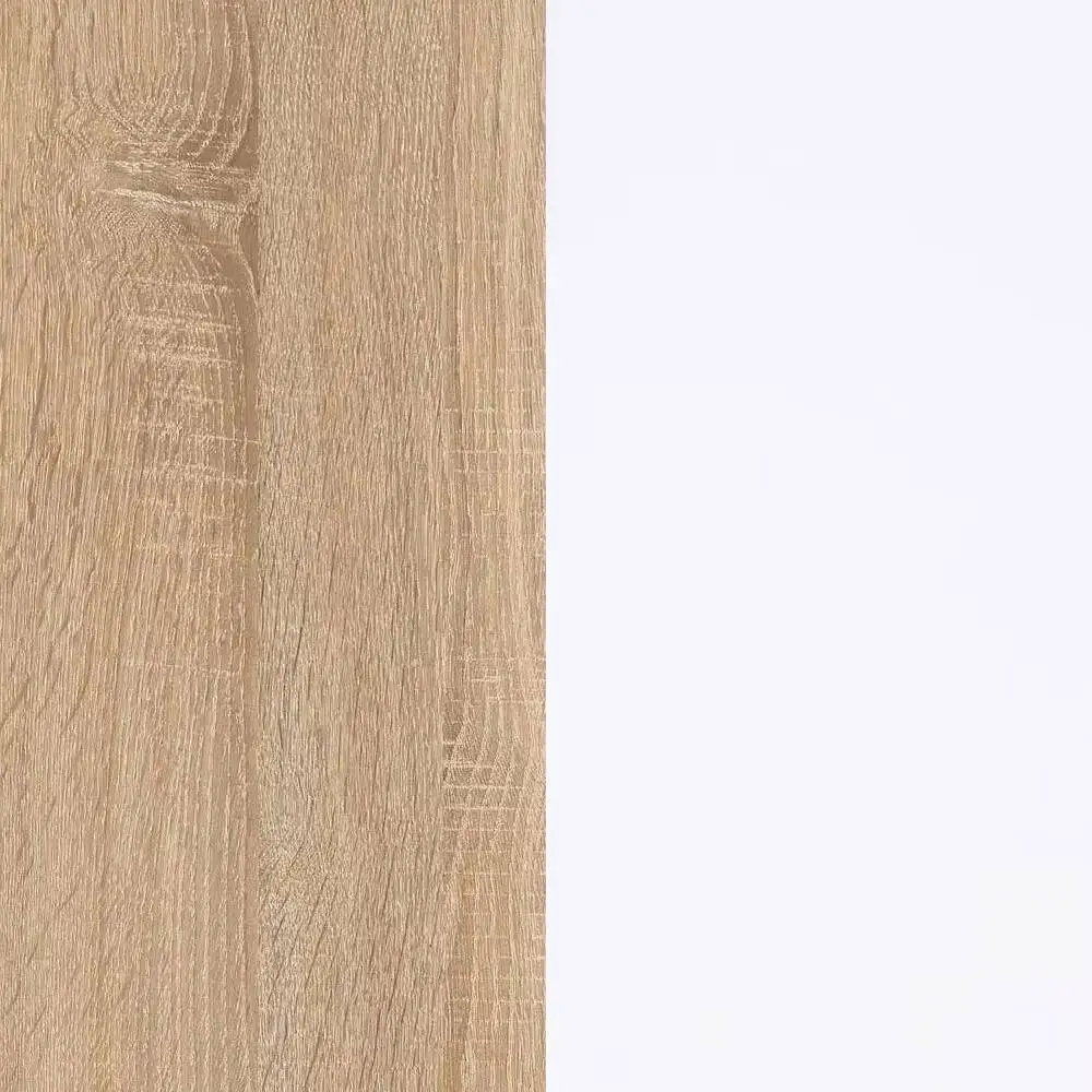 Armario 2 Barras, 4 Baldas e 1 Cajón, Vestidor Reversível, Acabado en Blanco Artik y Roble