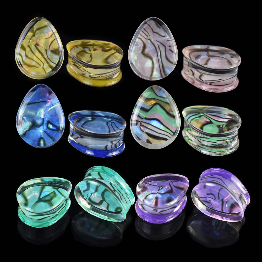 Dilatadores de oreja para hombre y mujer, 2 piezas, 8-50mm, Multicolor, gota de desgarro, dilatadores, ensanchador de oreja, doble enchufe acampanado, joyería corporal