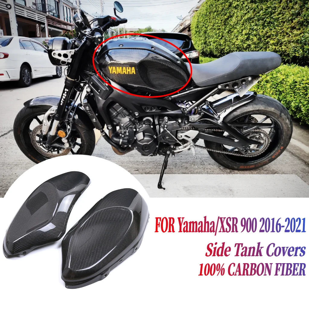 

For Yamaha XSR 900 2016-2021 Real Pure Dry Carbon Fiber Side Tank Covers Motorcycle Accessories