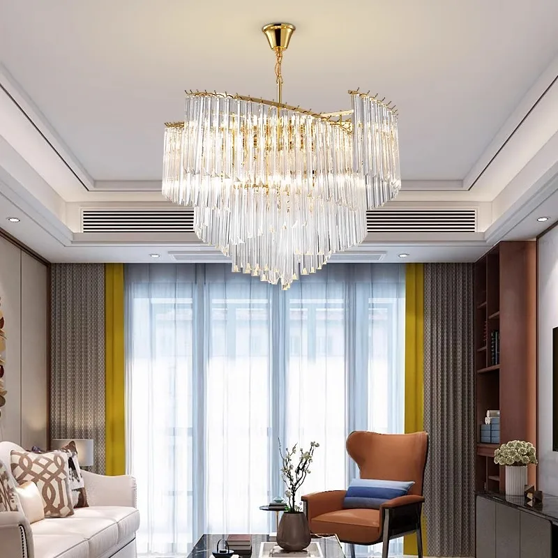 Full Brass crystals LED Chandelier, lustre Living Room, Dining Room pendant light, Ceiling Lighting Decorative Ceiling Lights.