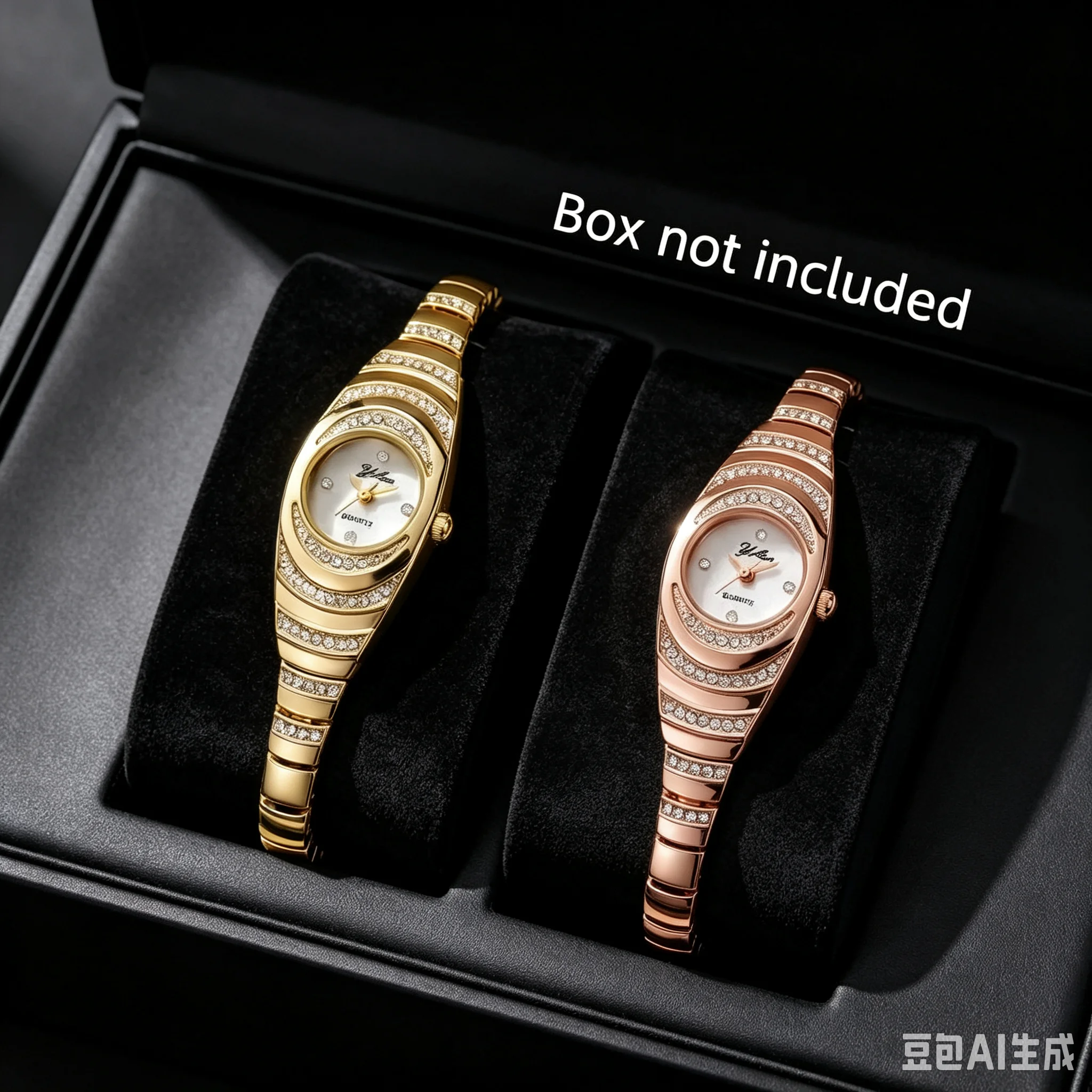 2PCS Luxury Women Quartz Watch Set Fashion Rhinestone Ladies Bracelet Bangle Wristwatches Relogio Feminino（Without Box）