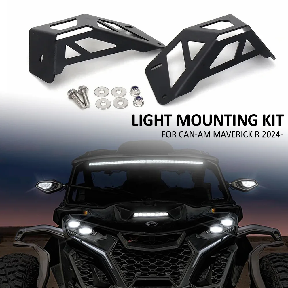 New For Can-Am Maverick R 2024- UTV Low & High Position Headlight LED Light Mounting Lamp Holder Mount Bracket Kit