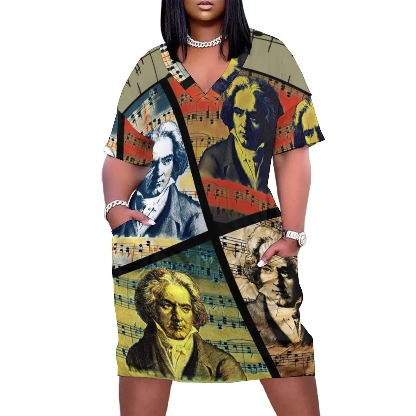 Ludwig Van Beethoven Painting Collage Loose Pocket Dress summer woman dress 2025 dresses for womens Dresses for wedding party