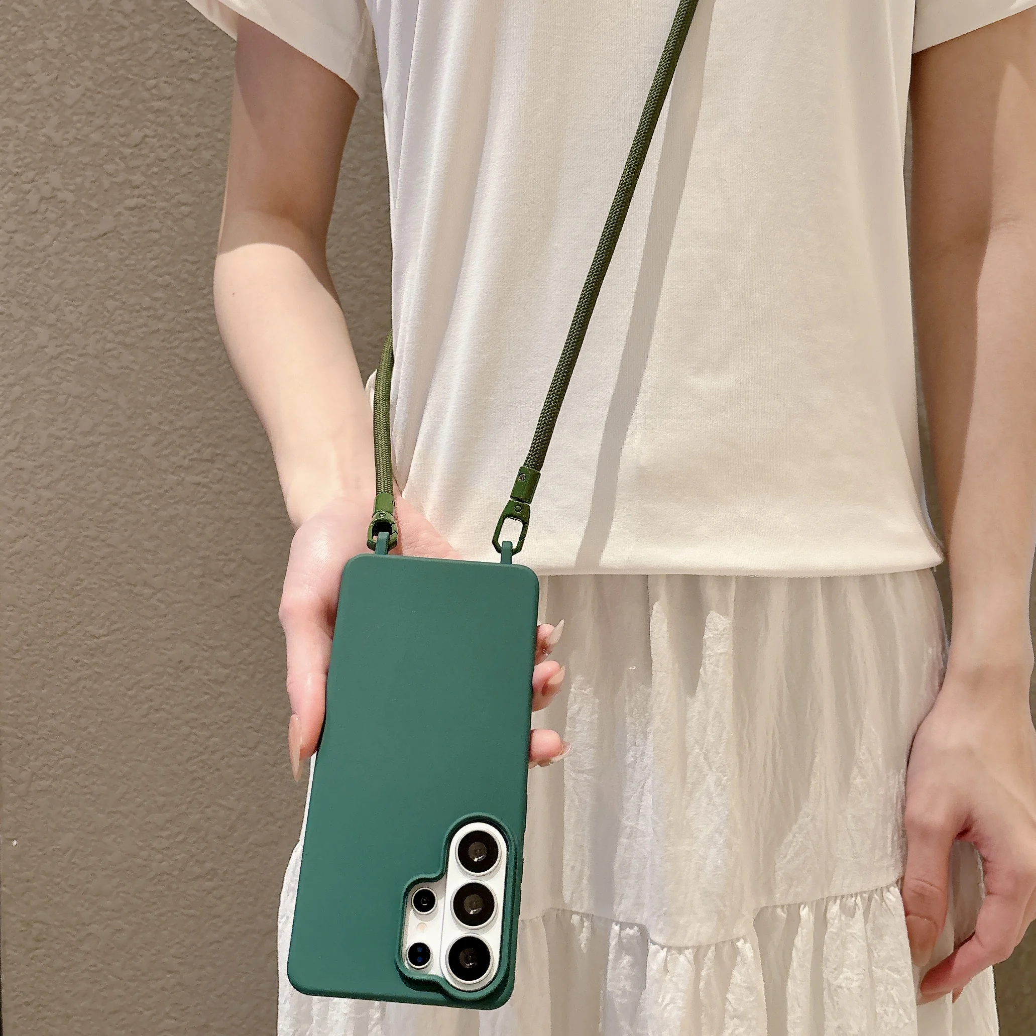 Color Silicone Crossbody Lanyard Phone Case For Samsung Galaxy A73 A72 A71 A56 A55 A54 A53 A52 A51 A36 A35 A34 A32 Protect Cover